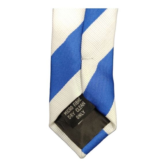 MEN'S ST. PATRICK  ROYAL/WHITE DIAGONAL STRIPE TIE AND POCKET SQUARE SET. - Picture 4 of 4